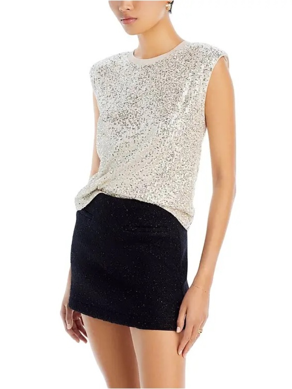 Aqua Sequin Muscle Tank in Champagne Size L